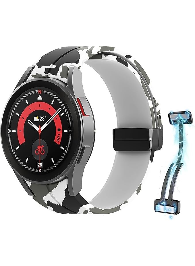 Silicone Strap Compatible with Samsung Galaxy Watch 6 Classic 47mm 43mm / Watch 5 Pro 45mm / Watch 7 FE / Watch 6 5 4 44mm 40mm / Watch 4 Classic 46mm 42mm, Soft Replacement Band with No-Gap Buckle - Image 1