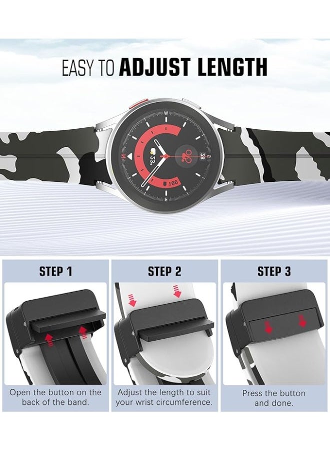 Silicone Strap Compatible with Samsung Galaxy Watch 6 Classic 47mm 43mm / Watch 5 Pro 45mm / Watch 7 FE / Watch 6 5 4 44mm 40mm / Watch 4 Classic 46mm 42mm, Soft Replacement Band with No-Gap Buckle - Image 4