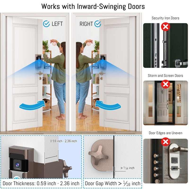 Homalor Anti Theft Ring Doorbell Mount: Metal Ring Apartment Door Mount Blink Doorbell Camera Holder No Drill - Renter Friendly Ring Doorbell Mount No Damage - Image 5