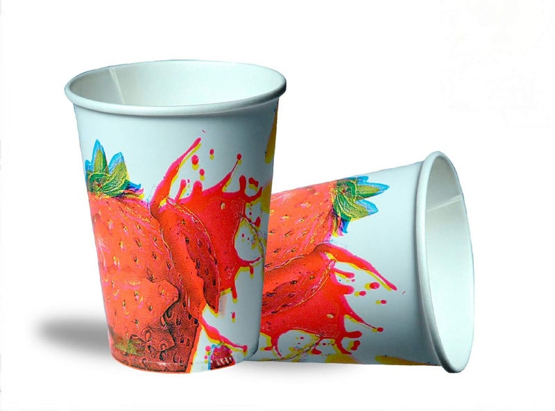 GRACE PAPER GLASS Printed Paper Glass, Disposable Cups for Party/Home/Office (Pack of 50)- Multicolour, 300 ml - Image 1