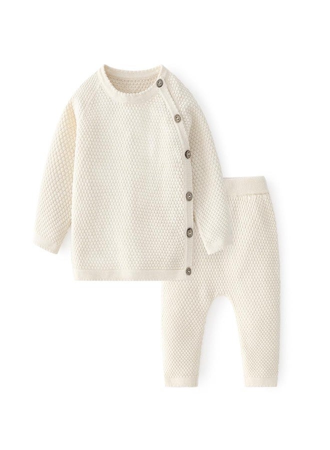 100% Cotton Knit Infant Baby Sweater and Pants Set, Unisex Newborn Boys Girls Outfit Long Sleeve Warm Clothes Newborn Gifts - Image 1