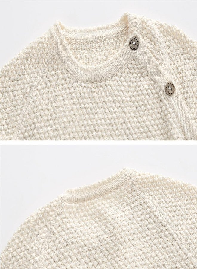 100% Cotton Knit Infant Baby Sweater and Pants Set, Unisex Newborn Boys Girls Outfit Long Sleeve Warm Clothes Newborn Gifts - Image 2