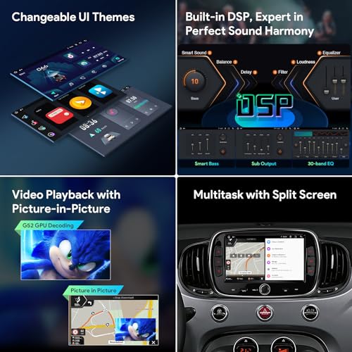 Xtrons ستيريو سيارة XTRONS دين واحد لفيات 500 2016-2020، أندرويد 13 ثماني النواة 4 جيجابايت رام 64 جيجابايت روم راديو سيارة، شاشة تعمل باللمس IPS 7 بوصة نظام تحديد المواقع GPS لوحدة رأس السيارة بلوتوث DSP كار بلاي أندرويد أوتو 4G LTE - Image 5