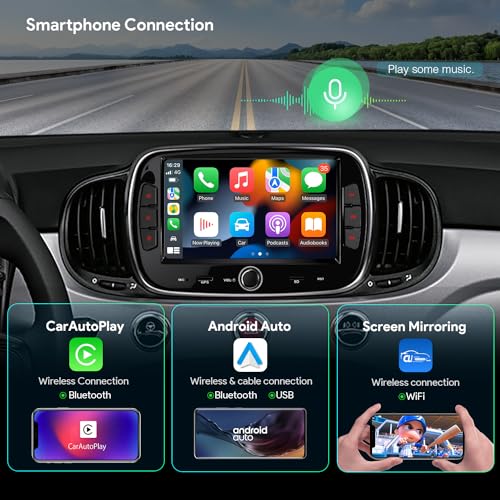 Xtrons ستيريو سيارة XTRONS دين واحد لفيات 500 2016-2020، أندرويد 13 ثماني النواة 4 جيجابايت رام 64 جيجابايت روم راديو سيارة، شاشة تعمل باللمس IPS 7 بوصة نظام تحديد المواقع GPS لوحدة رأس السيارة بلوتوث DSP كار بلاي أندرويد أوتو 4G LTE - Image 4