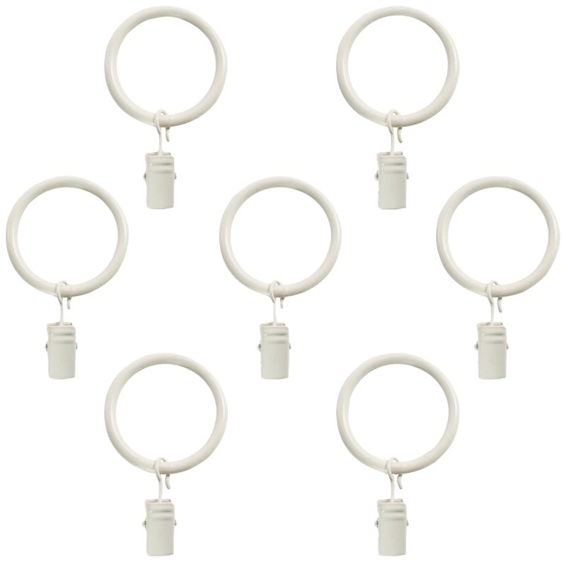 Decopolitan Montevilla 7-Pack Window Treatment Clip Rings for 5/8-Inch Drapery Rods, Distressed White - Image 4