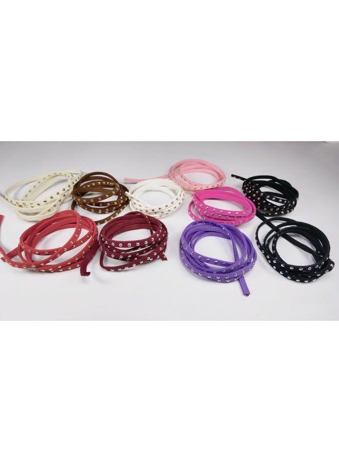 B Rivet Hot Drilling Suede Belt Leather Strip 3mm5mm Accessories Accessories Collar Leg Chain Punk Locomotive-High:Gold Rivets-brown 1m - Width 3mm  - Image 3
