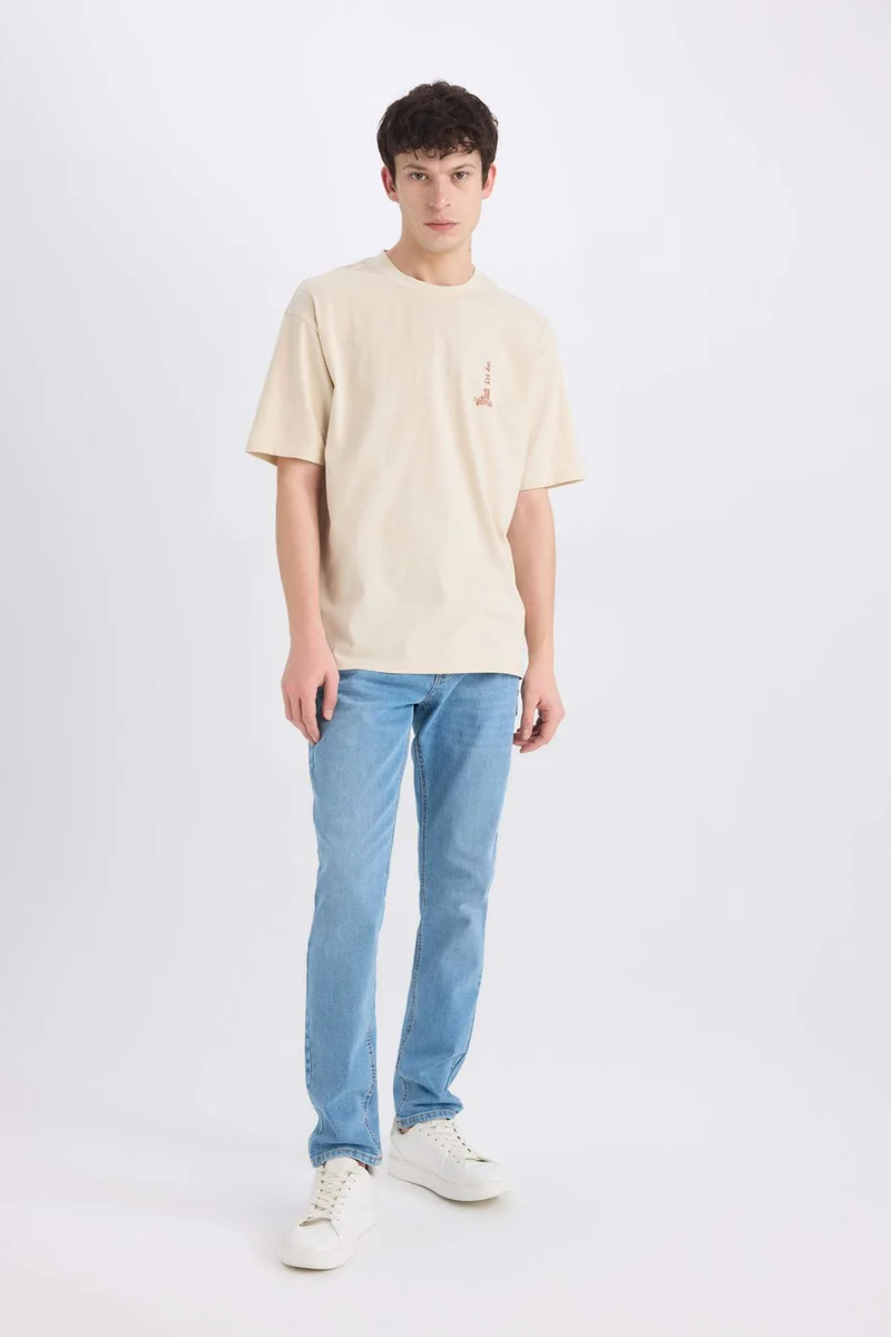 Defacto Boxy Fit Crew Neck Printed Short Sleeve T-Shirt
