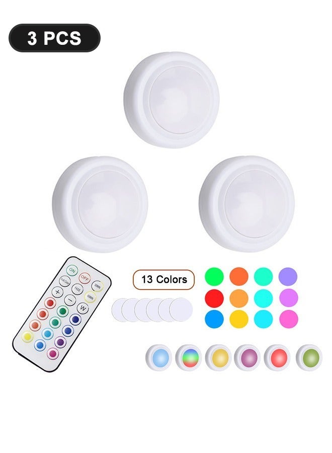 Ant 3PCS Puck Lights with Remote, 3 Pack 13 Color Changing Under Counter Lights, Wireless Under Cabinet Lights Battery Powered, Dimmable Battery Operated Light, Stick On Lights - Image 1