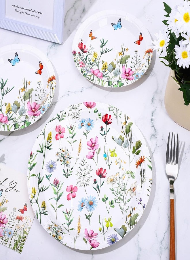 Whaline 40Pcs Wildflower Paper Plates Floral Party Decoration 7 In & 9 Inch Disposable Dinner Dessert Plates for Spring Summer Picnic Birthday Bridal Shower Baby Shower Party Tableware Supplies - Image 3