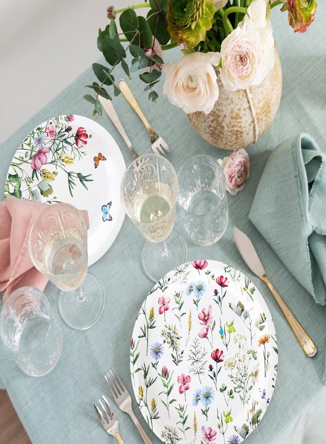 Whaline 40Pcs Wildflower Paper Plates Floral Party Decoration 7 In & 9 Inch Disposable Dinner Dessert Plates for Spring Summer Picnic Birthday Bridal Shower Baby Shower Party Tableware Supplies - Image 4