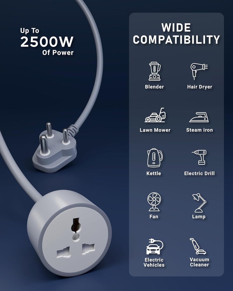 FEDUS كابل تمديد طاقة ثقيل 3 دبابيس بطول 3م 18AWG للذكور إلى الإناث للأجهزة الثقيلة 10 أمبير داخلي خارجي - Image 2