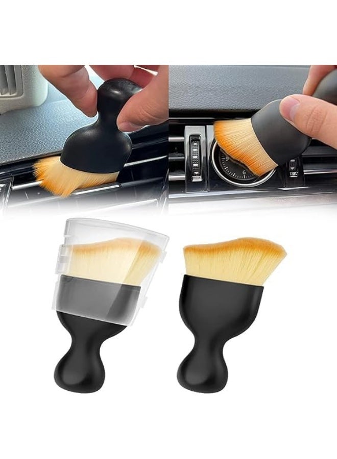 Soft car interior cleaning brush - with non-scratch bristles, dust removal brushes - for dashboard air vents, AC, and air vents, 2-piece set, black - Image 1