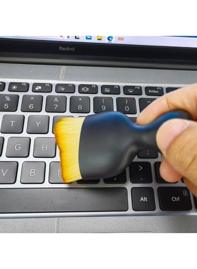 Soft car interior cleaning brush - with non-scratch bristles, dust removal brushes - for dashboard air vents, AC, and air vents, 2-piece set, black - Image 2