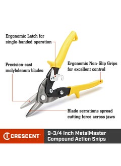 Generic Crescent Wiss 9 3 4 Inch Metalmaster Compound Action Snips Straight Left And Right Cut M3R  - Image 2
