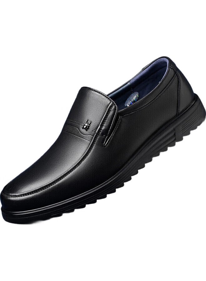 Spider King Leather Shoes For Men, Business Casual British Style Slip-On Loafers For Middle-Aged And Elderly Fathers, 48475 Black, Size 42 - Image 3