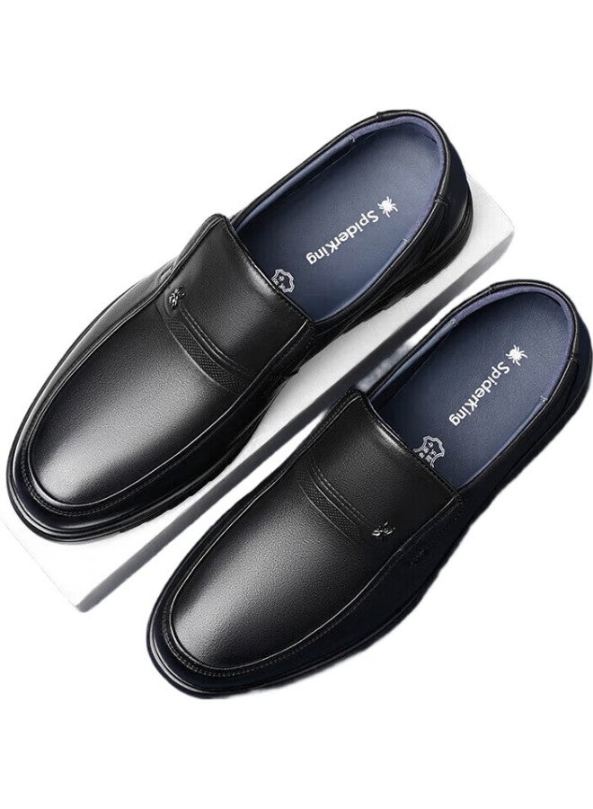 Spider King Leather Shoes For Men, Business Casual British Style Slip-On Loafers For Middle-Aged And Elderly Fathers, 48475 Black, Size 42 - Image 2