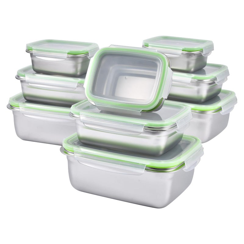 UPTRUST Stainless Steel Food Storage Containers | Leak Proof & Airtight Lids | Set of 9 Containers, Dishwasher & Freezer Safe - Image 1