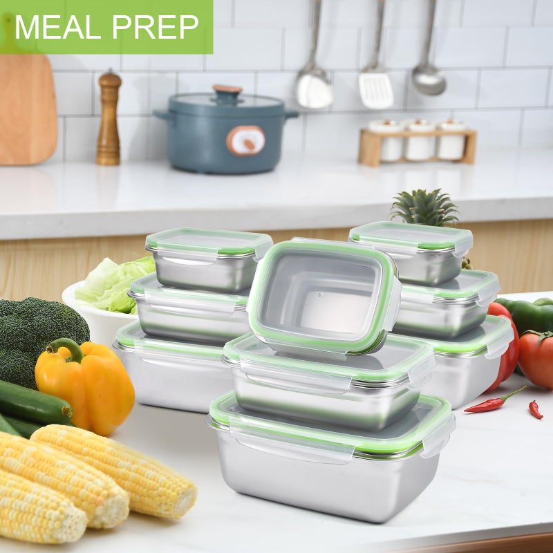 UPTRUST Stainless Steel Food Storage Containers | Leak Proof & Airtight Lids | Set of 9 Containers, Dishwasher & Freezer Safe - Image 3
