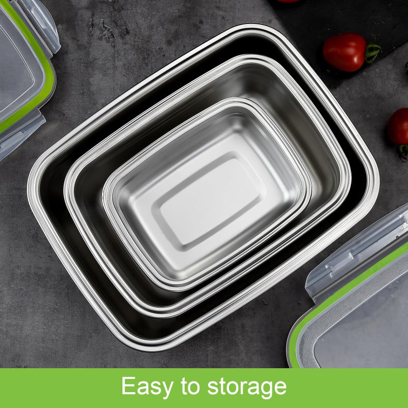 UPTRUST Stainless Steel Food Storage Containers | Leak Proof & Airtight Lids | Set of 9 Containers, Dishwasher & Freezer Safe - Image 4