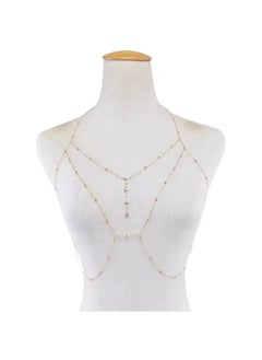Catei Karrui Golden Crystal Body Chain Rhinestone Bikini Necklace Multilayer Beach Jewelry  - Image 3