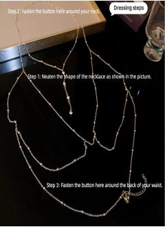 Catei Karrui Golden Crystal Body Chain Rhinestone Bikini Necklace Multilayer Beach Jewelry  - Image 4