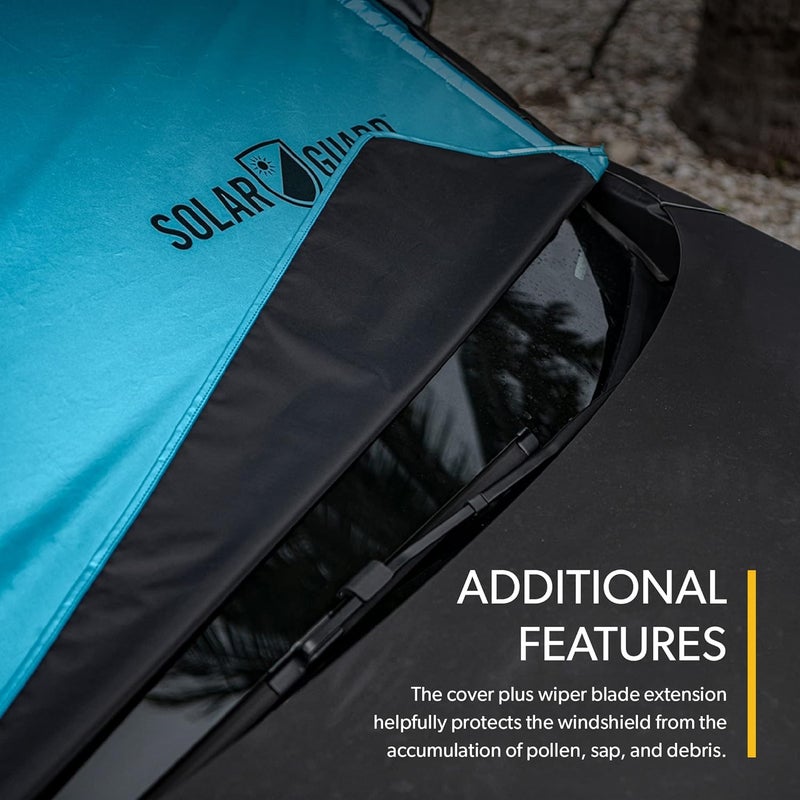 FrostGuard SolarGuard Plus Sunshade for Car Windshield - Reflective Car Shades for Windshield, Blocks Damaging UV Rays - for Use on Front Window Exterior, Includes Security Flaps - Pool Blue, XL Size - Image 5