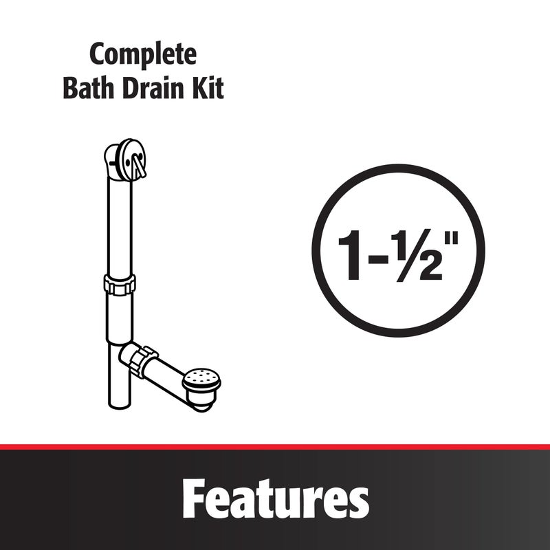 Keeney 645PVCDSBN Cable Driven PVC Bathtub Drain Kit for Standard Size Tubs, Brushed Nickel - Image 4