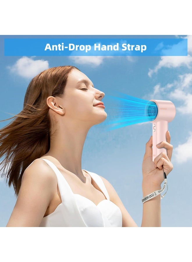 GOOJODOQ Strong Wind High Speed Handheld Fan with LED Display - 100 Adjustable Speed Levels, Rechargeable Portable Mini Cooling Fan, USB Type-C Personal Fan for Travel, Outdoor, Office, Home & UAE Summer (Pink) - Image 4