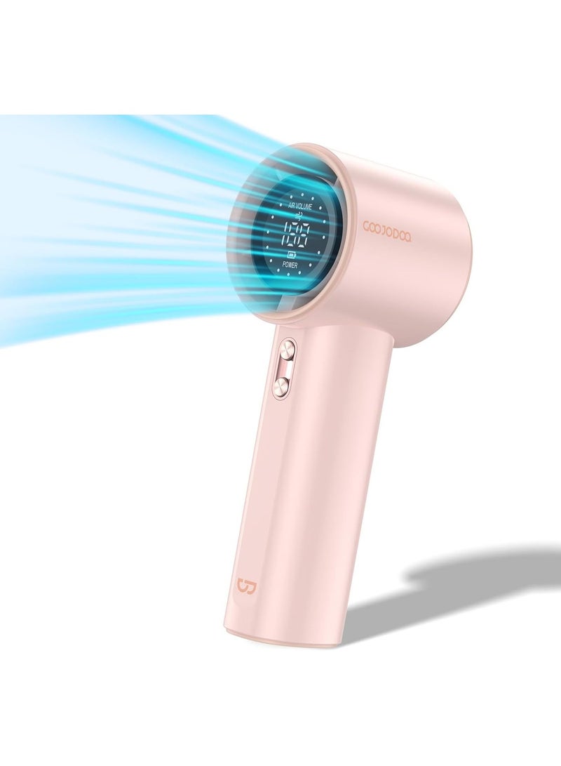 GOOJODOQ Strong Wind High Speed Handheld Fan with LED Display - 100 Adjustable Speed Levels, Rechargeable Portable Mini Cooling Fan, USB Type-C Personal Fan for Travel, Outdoor, Office, Home & UAE Summer (Pink) - Image 1