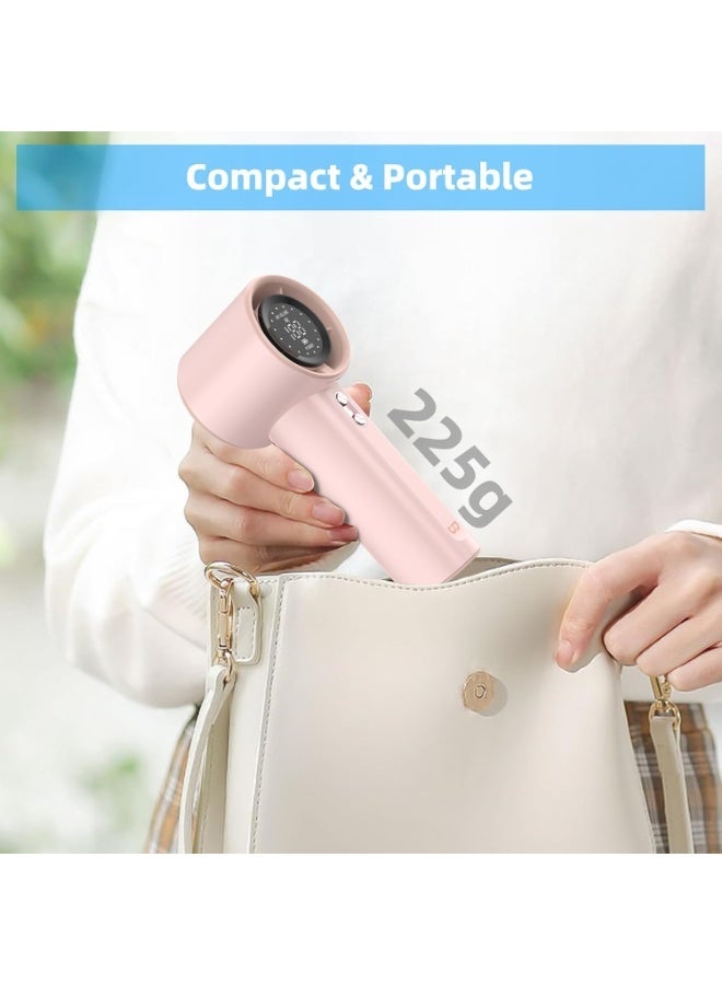 GOOJODOQ Strong Wind High Speed Handheld Fan with LED Display - 100 Adjustable Speed Levels, Rechargeable Portable Mini Cooling Fan, USB Type-C Personal Fan for Travel, Outdoor, Office, Home & UAE Summer (Pink) - Image 3