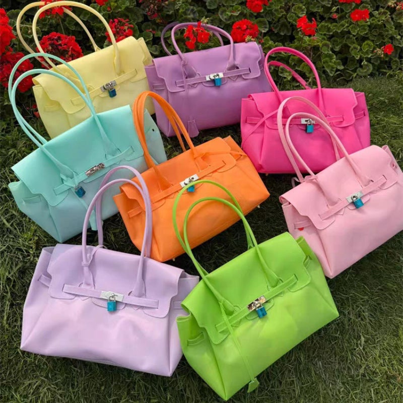 حقيبة كتف كيلي جيلي بأسلوب كوري للنساء، كبيرة السعة من PVC للاستخدام اليومي - Image 1