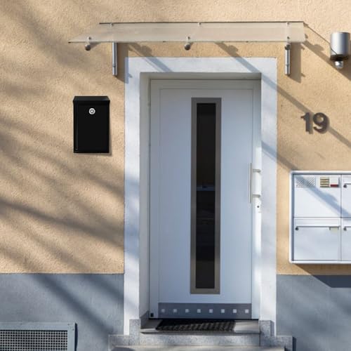 Sel Natural Metal Donation Box with Locking Suggestion Slot and Key - Wall Mounted Mailbox for Cash, Home Office, Outdoor (Black) - Image 4