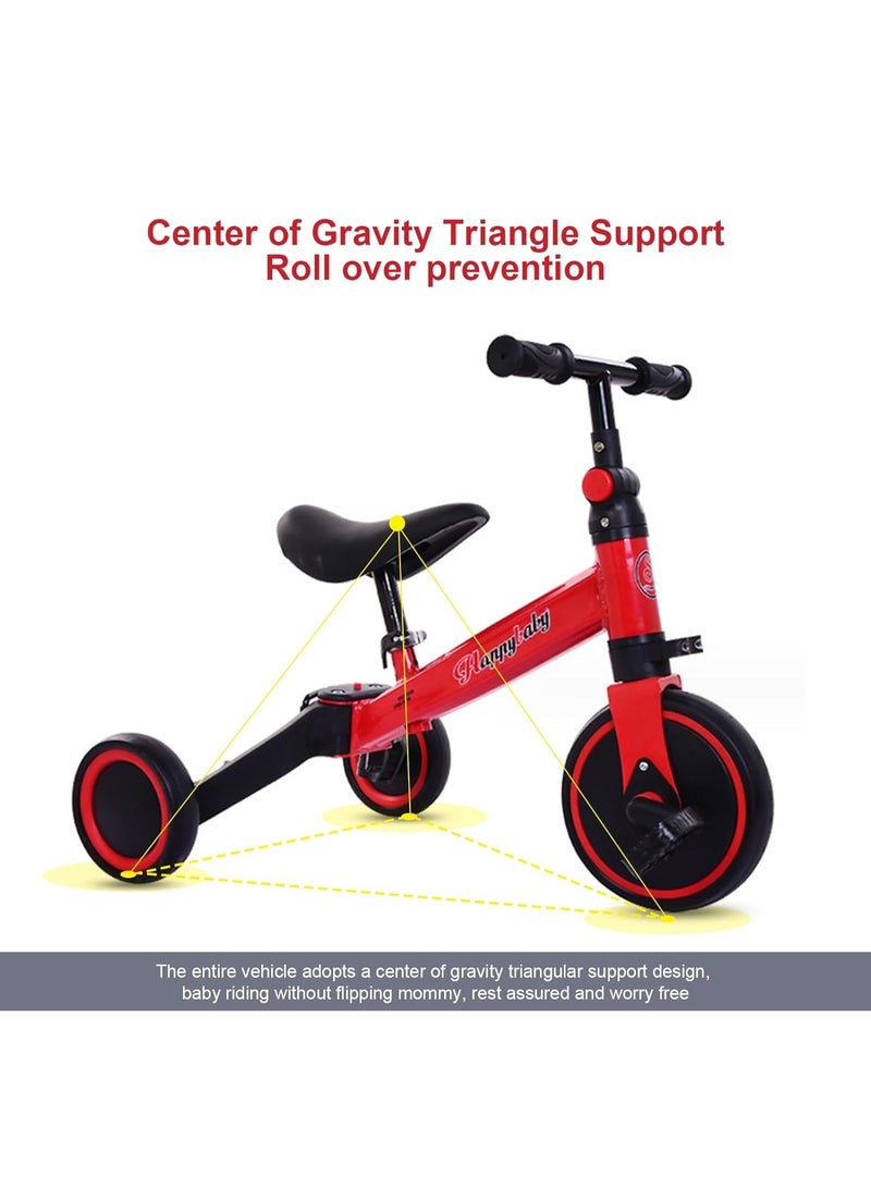 Kimaya 3-in-1 Baby Tricycle with 3 Wheels, Kids Pedal Tricycle for 1-4 Years Old, Toddler Tricycle for Indoor-Outdoor, Balance Bike with Removable Pedal for Boys and Girls (Red)  - Image 5