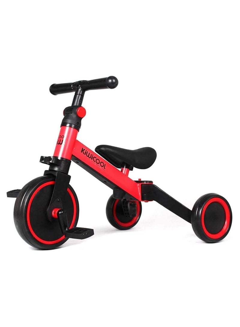 Kimaya 3-in-1 Baby Tricycle with 3 Wheels, Kids Pedal Tricycle for 1-4 Years Old, Toddler Tricycle for Indoor-Outdoor, Balance Bike with Removable Pedal for Boys and Girls (Red)  - Image 1