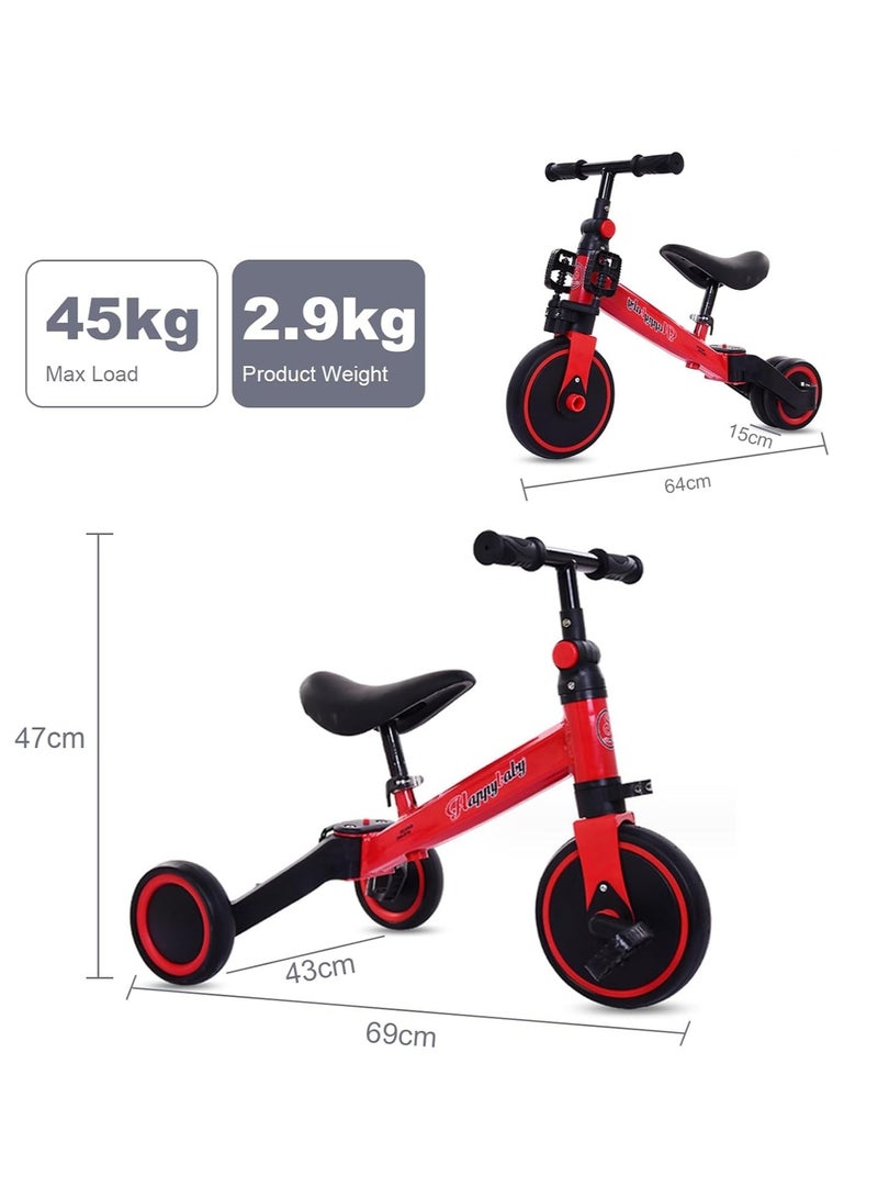 Kimaya 3-in-1 Baby Tricycle with 3 Wheels, Kids Pedal Tricycle for 1-4 Years Old, Toddler Tricycle for Indoor-Outdoor, Balance Bike with Removable Pedal for Boys and Girls (Red)  - Image 4
