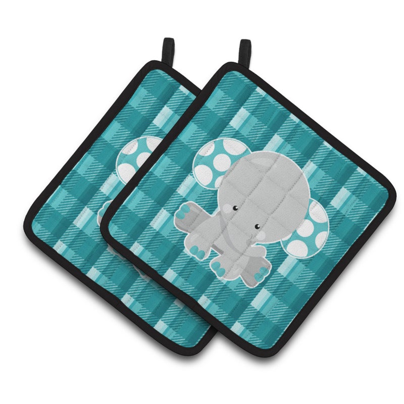 Caroline's Treasures ""Caroline's Treasures BB6840PTHD Plaid Elephant Pair of Pot Holders  7.5 x 7.5""""  Multicolor"" 