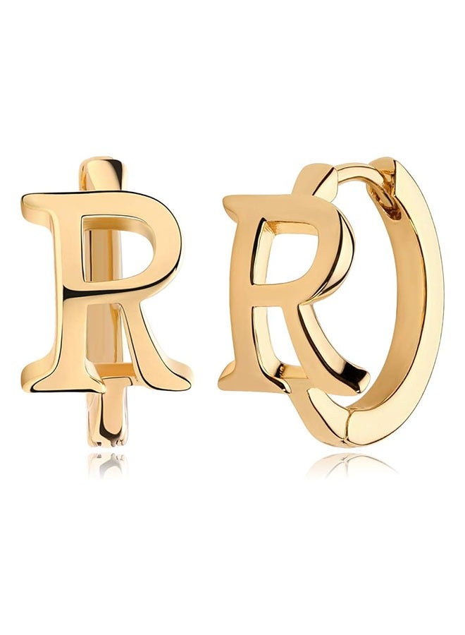 Mevecco Women Huggie Hoop Earrings Gold Initial Sleeper 14K Gold Filled Small Simple Delicate Handmade Hypoallergenic Personalized Jewelry Gift - 26 Letters - Image 1