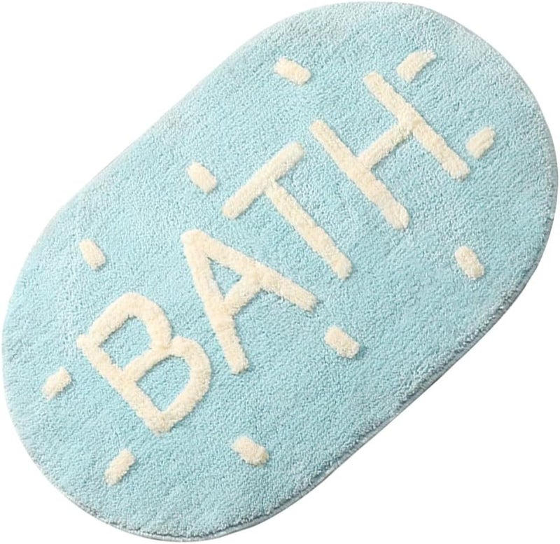 Anti-Skid Bath Mat Blue 50x80cm Absorbent Non-Slip Bathroom Floor Rug for Toilet Entrance and Bedroom Doorway - Image 1