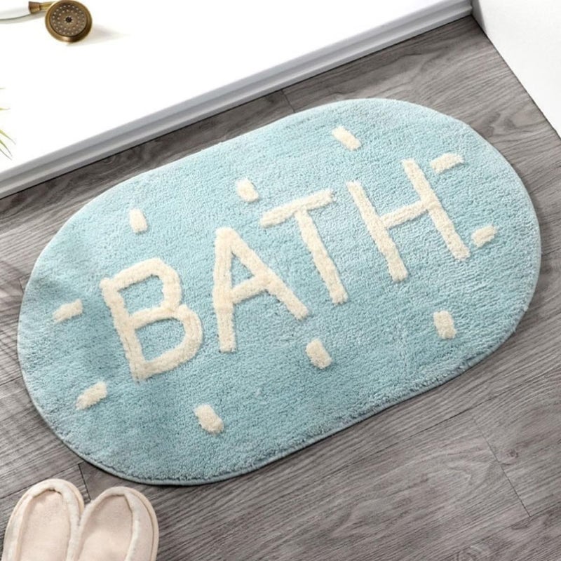 Anti-Skid Bath Mat Blue 50x80cm Absorbent Non-Slip Bathroom Floor Rug for Toilet Entrance and Bedroom Doorway - Image 2