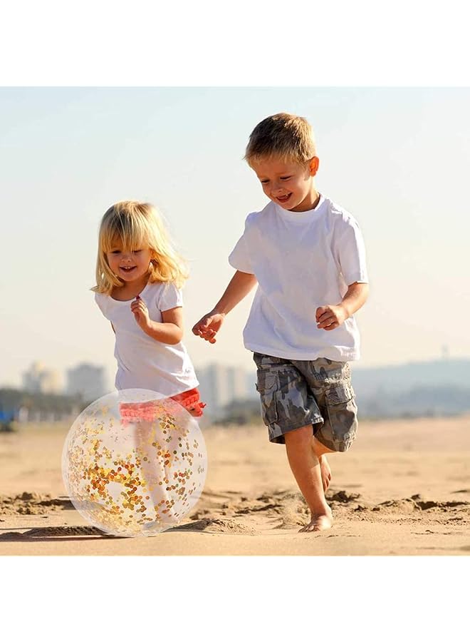 KASTWAVE Inflatable Beach Ball Confetti Beach Balls Transparent Swimming Pool Balls Glitter Beach Ball For Water Play Toy Summer Parties Birthday Pool Party Favors (16 Inch) - Image 3