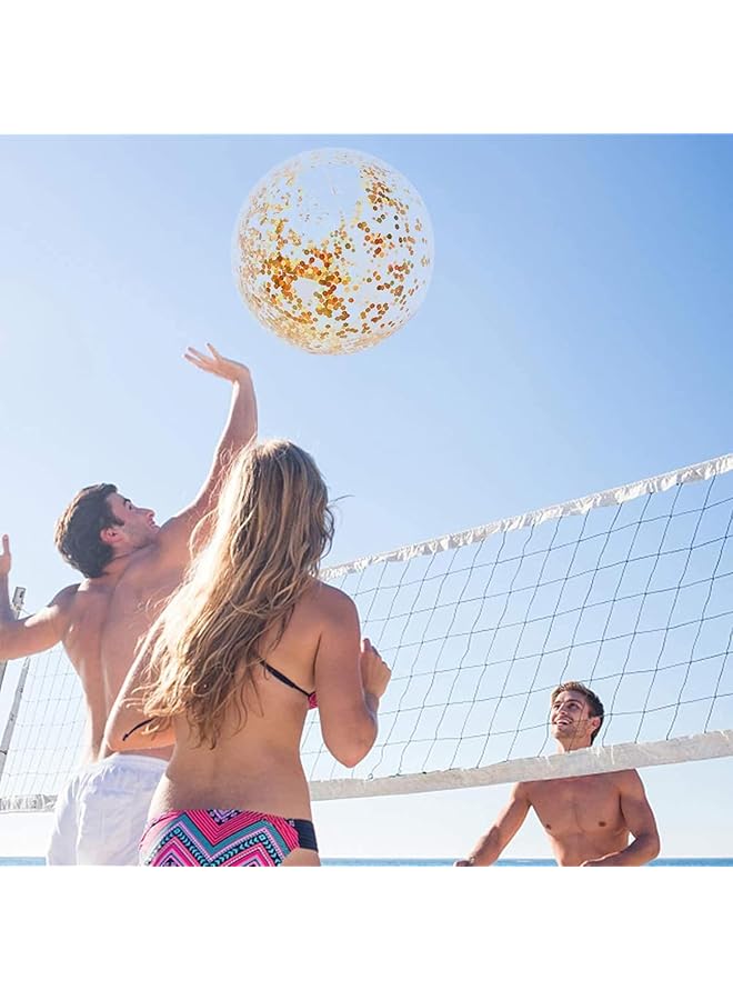 KASTWAVE Inflatable Beach Ball Confetti Beach Balls Transparent Swimming Pool Balls Glitter Beach Ball For Water Play Toy Summer Parties Birthday Pool Party Favors (16 Inch) - Image 2