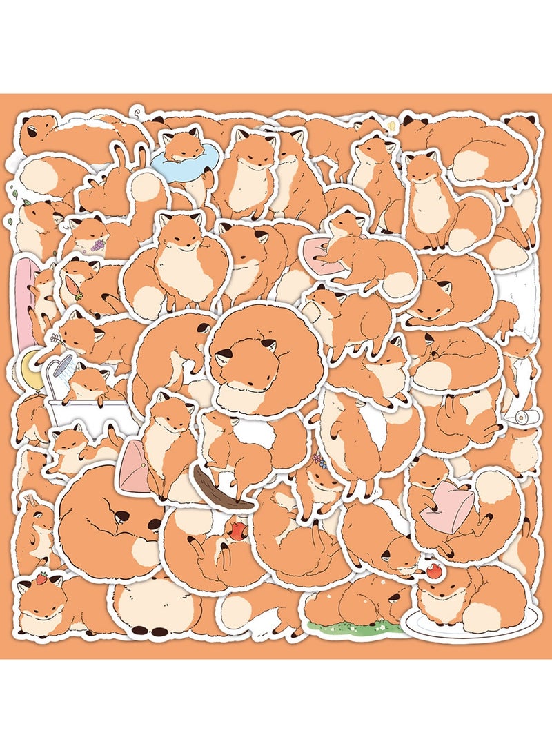60pcs Cute Fox Stickers for Scrapbook Cartoon Stickers for Water Bottles Vinyl Decals for Kids Teens Laptop Notebook Phone Luggage Skateboard Bike Guitar Helmet - Image 1