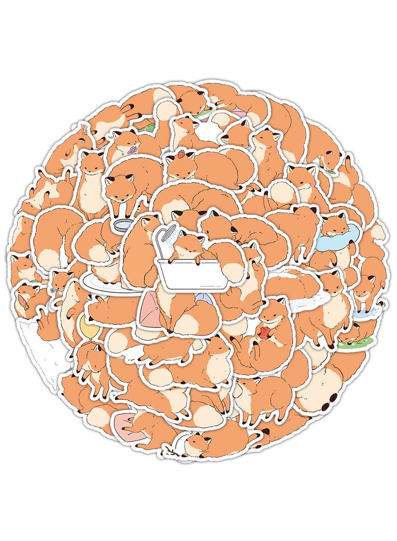 60pcs Cute Fox Stickers for Scrapbook Cartoon Stickers for Water Bottles Vinyl Decals for Kids Teens Laptop Notebook Phone Luggage Skateboard Bike Guitar Helmet - Image 3