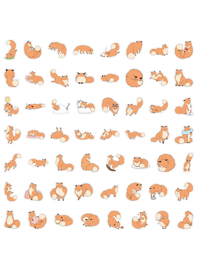 60pcs Cute Fox Stickers for Scrapbook Cartoon Stickers for Water Bottles Vinyl Decals for Kids Teens Laptop Notebook Phone Luggage Skateboard Bike Guitar Helmet - Image 4