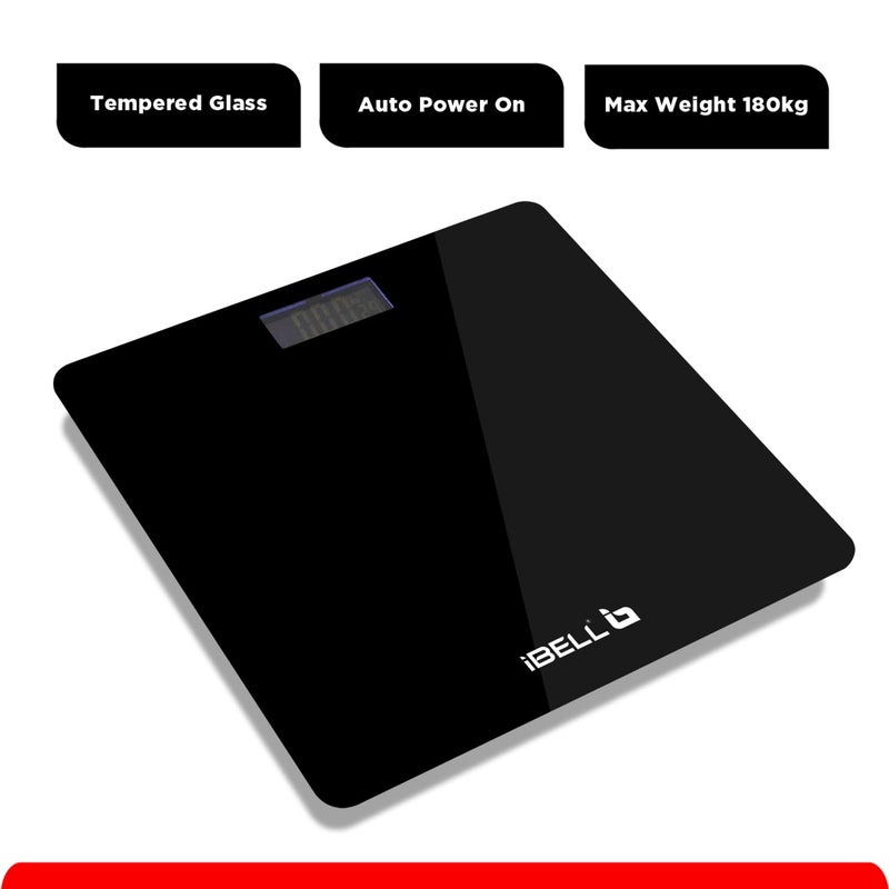 iBELL BS260M Ultra-Light Tempered Glass Backlit LCD Display Digital Personal Body Weight Weighing Scale, Bathroom Scale (180 kg) - Image 4