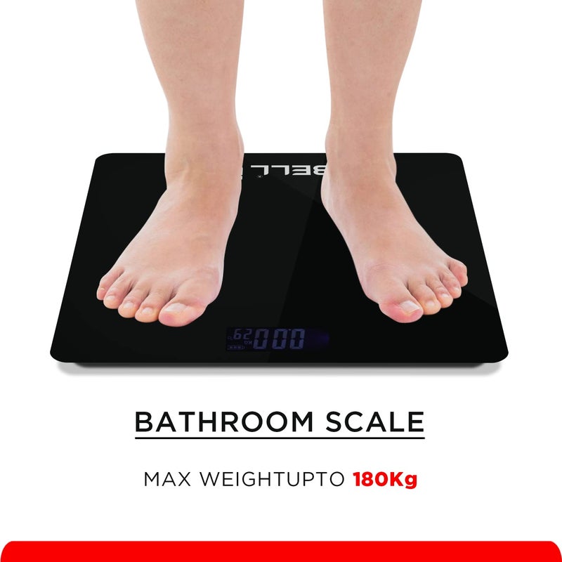 iBELL BS260M Ultra-Light Tempered Glass Backlit LCD Display Digital Personal Body Weight Weighing Scale, Bathroom Scale (180 kg) - Image 3