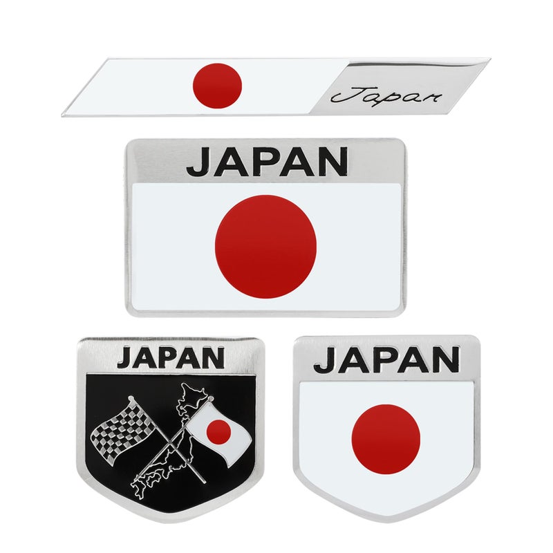 تومال 4 قطع شارة شعار علم اليابان المعدنية ثلاثية الأبعاد للسيارات لجميع السيارات لسيارات الفان شارات يابانية شاحنات لابتوب رمز سبائك الزنك شعارات مخصصة زينة ملصقات لملحقات خارجية للسيارة