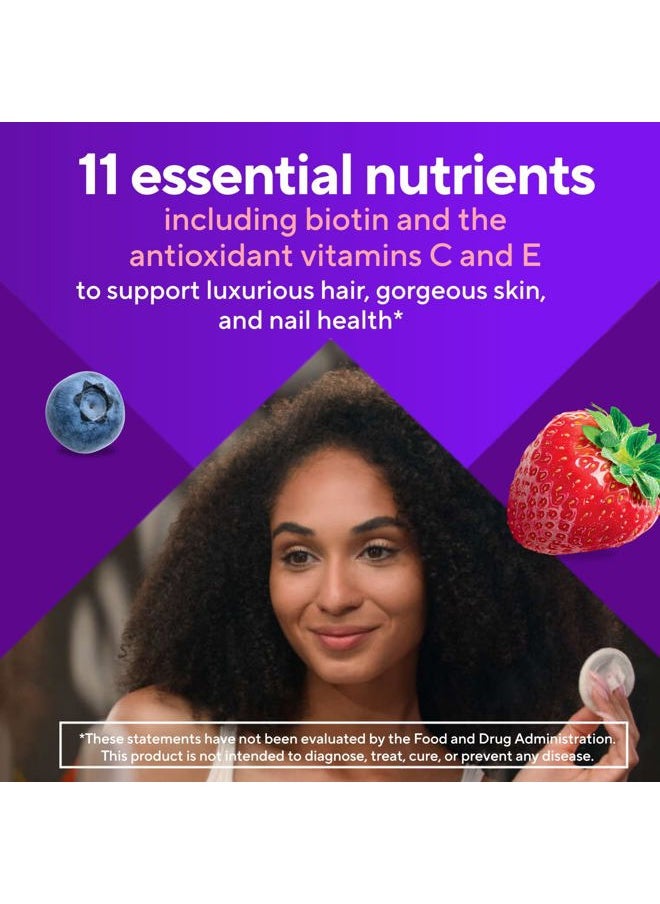 Vitafusion Gorgeous Hair, Skin Nails Multivitamin Gummy Vitamins, plus Biotin and Antioxidant vitamins CE, Raspberry Flavor, 100ct (33 day supply), from America's Number One Gummy Vitamin Brand  - Image 5
