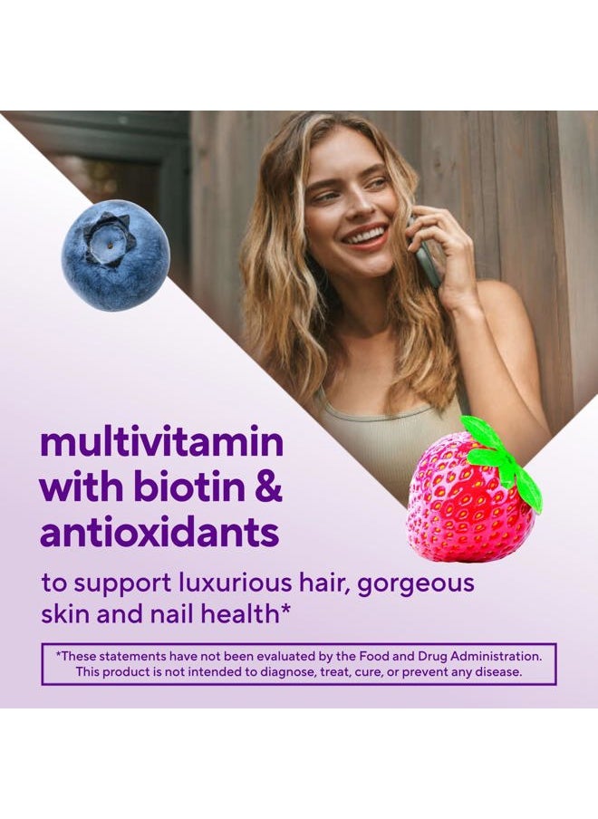 Vitafusion Gorgeous Hair, Skin Nails Multivitamin Gummy Vitamins, plus Biotin and Antioxidant vitamins CE, Raspberry Flavor, 100ct (33 day supply), from America's Number One Gummy Vitamin Brand  - Image 3