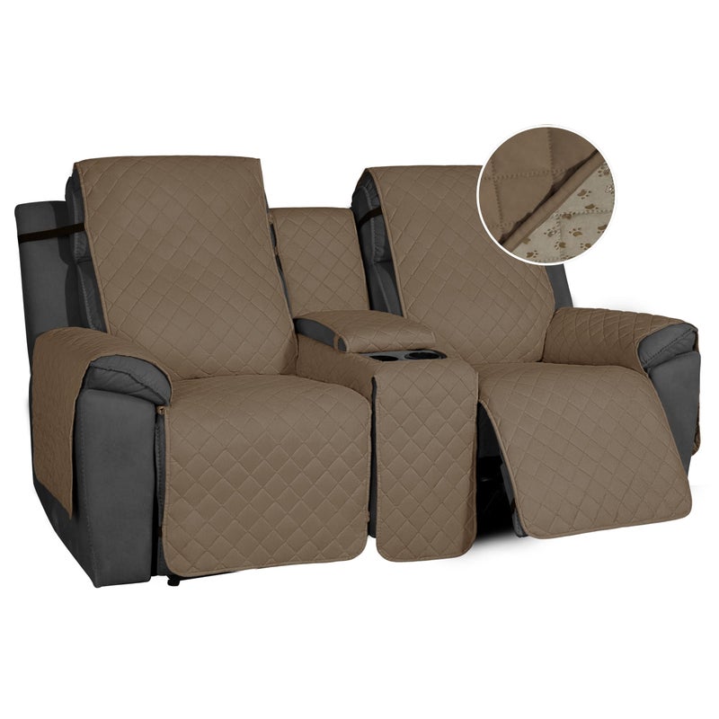 Easy-Going EasyGoing NonSlip Loveseat Recliner Sofa Cover with Console Water Resistant Double Reclining Couch Cover with Adjustable Strap 2Piece Washable Furniture Cover for Dog Pet 2 Seater Camel 